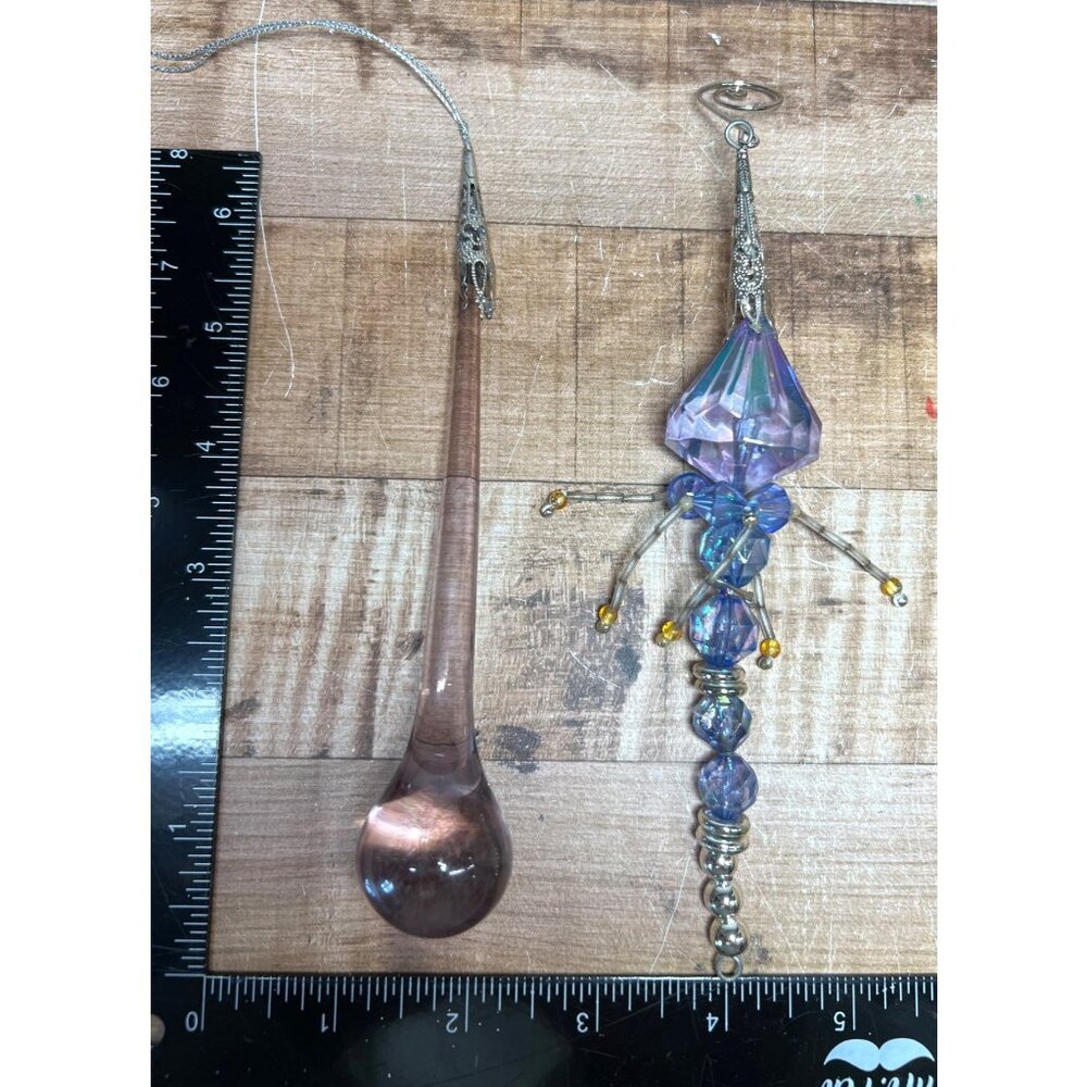 Purple & Silver Crystal Ornament With Decorative Beadwork